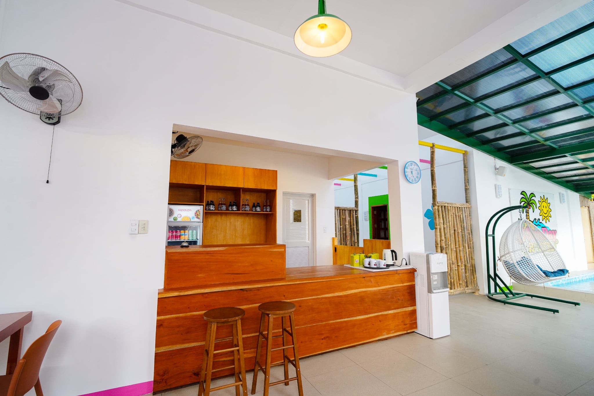 Bar and reception area at SunDay Hostel